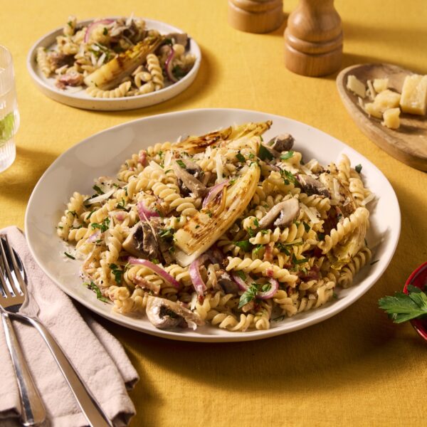 Recept Fusilli met witlof en kastanjechampignons