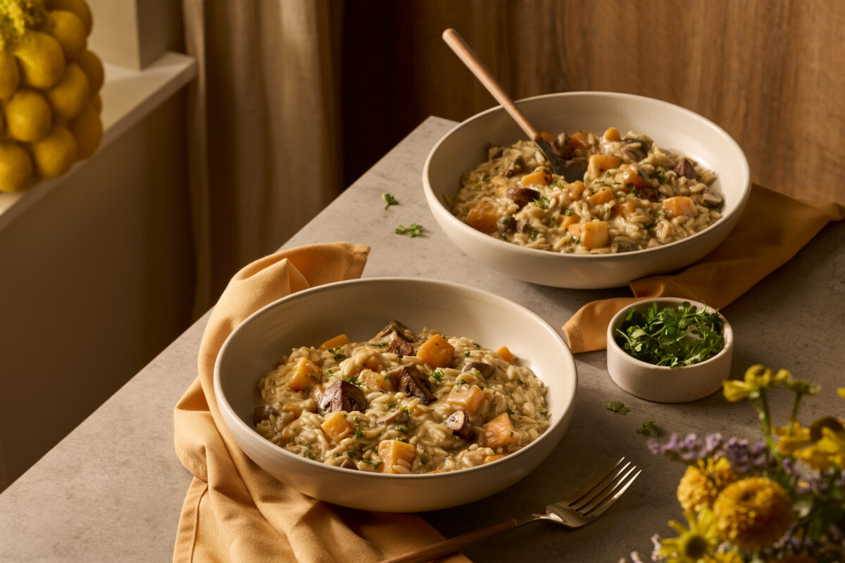Recept Volkoren Orzotto met Funchi Porcini en pompoen Grand'Italia