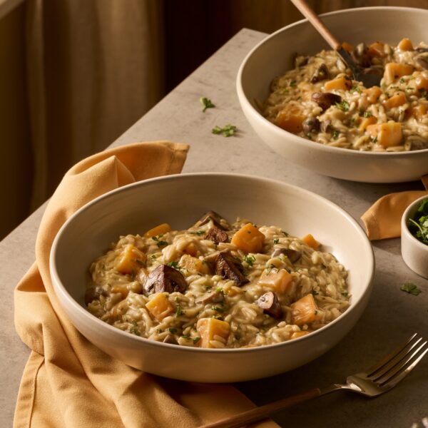 Recept Volkoren orzotto met pompoen en kastanjechampignons Grand'Italia